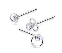 3 Silver Nose Stud Sets NSK-SET-1101